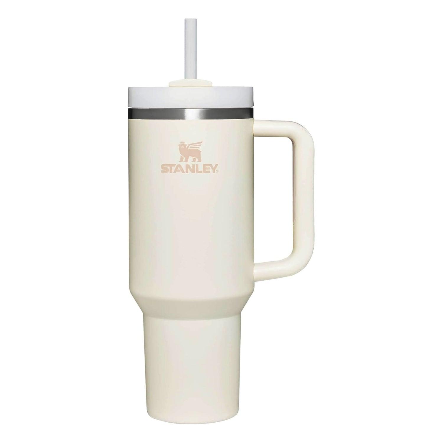 Insulated Straw Tumbler - 30-40 OZ Stanley Quencher H2.0 Tumbler Handle Straw Insulated Bottle Cup Mug Travel Mug for Cold or Hot Drinks Love Shack Fancy 40 OZ (1.2L) Cream Tonal bottles - Tophatter Daily Deals