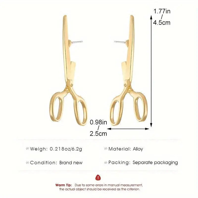 Creative Scissors Design Stud Earrings Alloy Jewelry Vintage Punk Style Personality Female Ear Ornaments - Tophatter Daily Deals