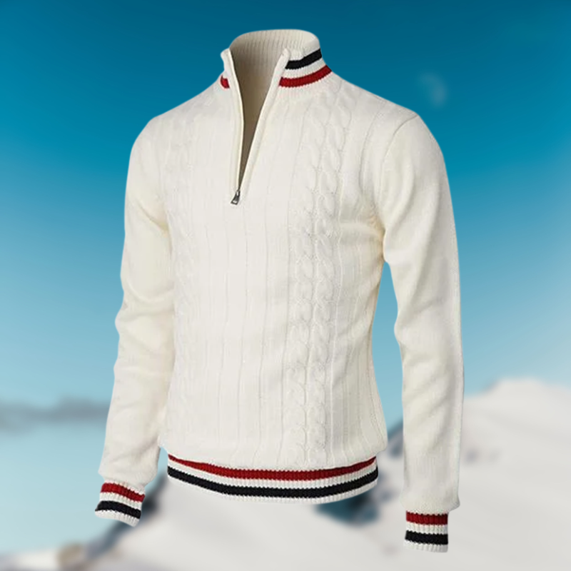 Warm Men's Pullover - Cable Half Zip, Soft Knit, For Winter - Tophatter Daily Deals