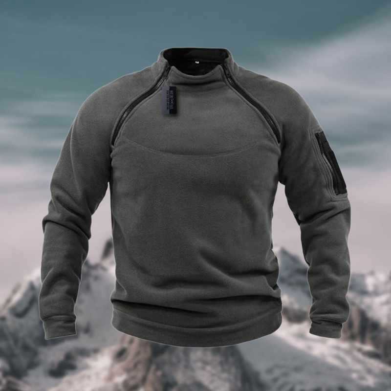 Insulating Men's Fleece Pullover - Tactical Zip Crew - Tophatter Daily Deals