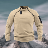 Insulating Men's Fleece Pullover - Tactical Zip Crew Beige - Tophatter Daily Deals