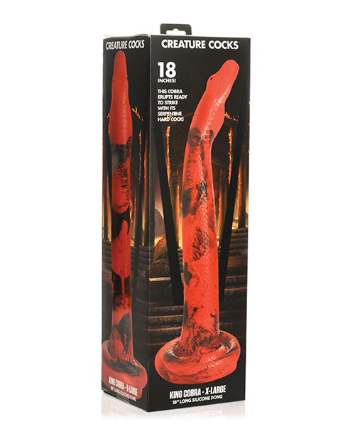 Creature Cocks King Cobra (Red and Black) – X-Large 18 Inch Silicone Dong > Dildos > Fantasy - Tophatter Daily Deals