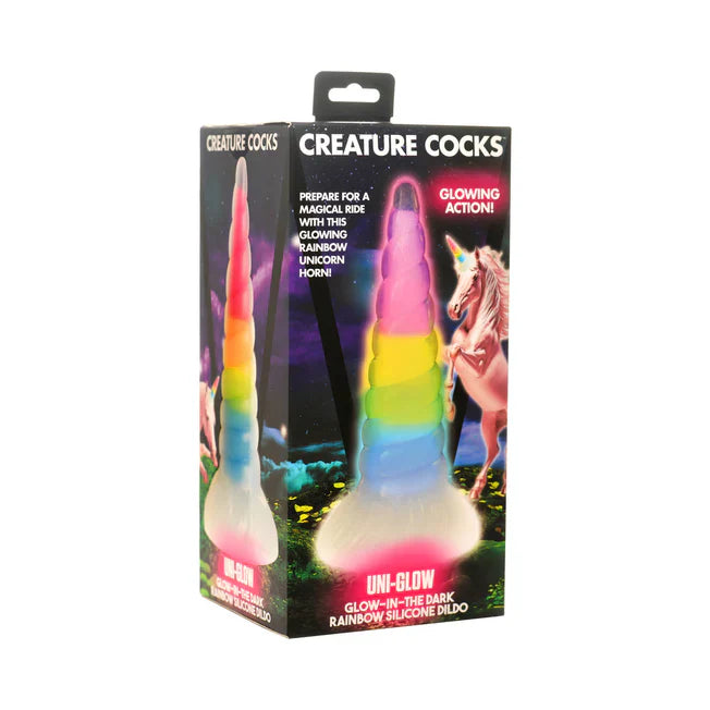Uni-Glow Rainbow Glow In The Dark 7.9 Inch Dildo - Tophatter Daily Deals