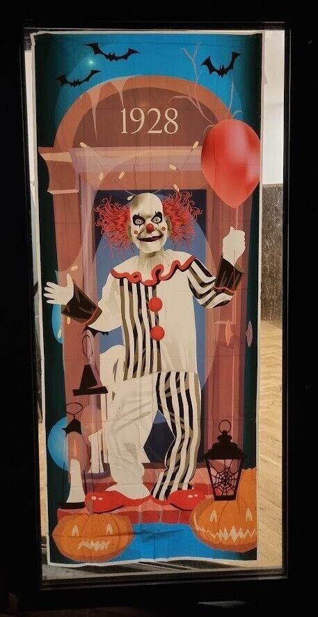 Picture of a Scary Clown - Creepy Clown Door Cover Wall Scene Setter Halloween Decoration Poster Festive & Franchise - Tophatter Daily Deals