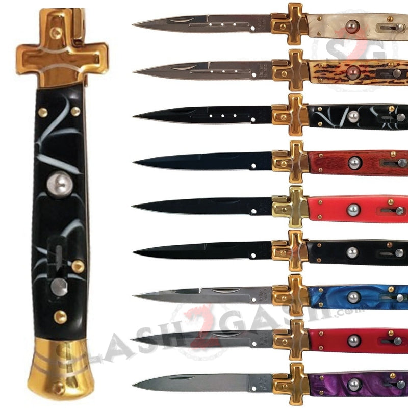 Golden Cross Stiletto Automatic Knife Classic Switchblade - 9 Colors Knife-Auto - Tophatter Daily Deals