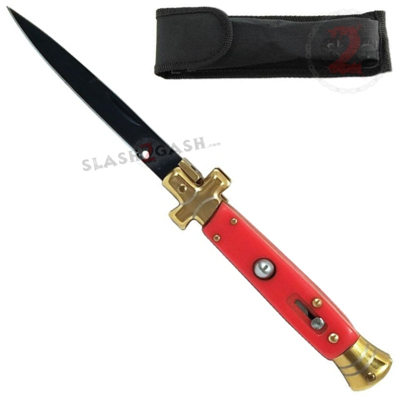 Golden Cross Stiletto Automatic Knife Classic Switchblade - 9 Colors Pink Acrylic Knife-Auto - Tophatter Daily Deals