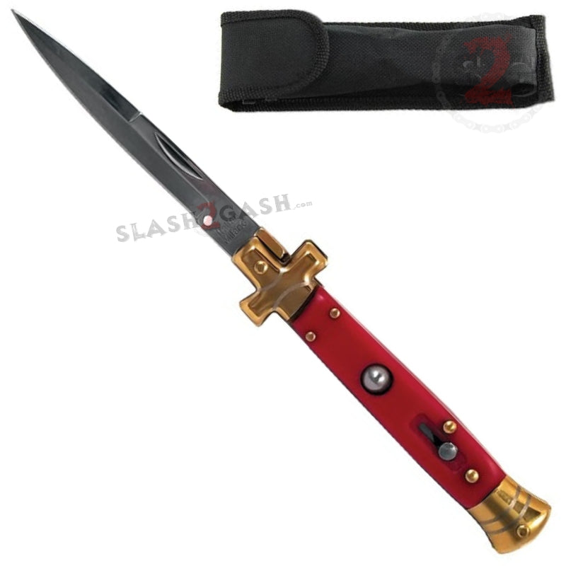 Golden Cross Stiletto Automatic Knife Classic Switchblade - 9 Colors Red Acrylic Knife-Auto - Tophatter Daily Deals