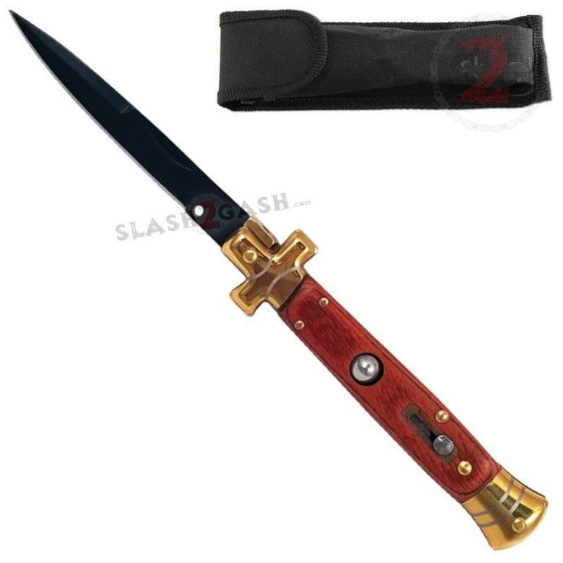 Golden Cross Stiletto Automatic Knife Classic Switchblade - 9 Colors Rosewood Knife-Auto - Tophatter Daily Deals