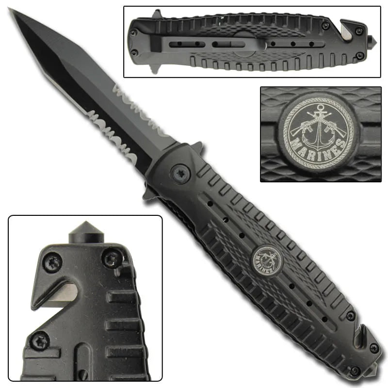 Crucible Spring Assist Marines Tactical Rescue Knife - Tophatter Daily Deals