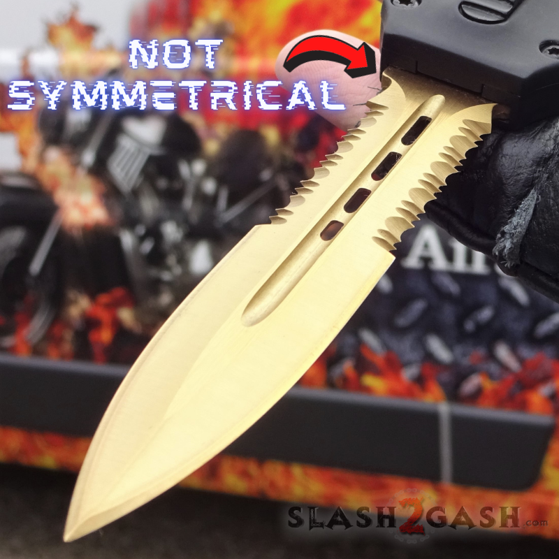 Crypt Keeper OTF Knife Automatic Switchblade - GOLD serrated Knife-OTF - Tophatter Daily Deals