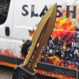 Crypt Keeper OTF Knife Automatic Switchblade - GOLD serrated Knife-OTF - Tophatter Daily Deals