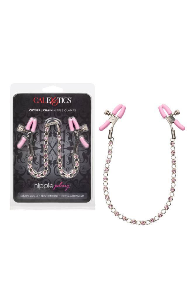 Cal Exotics - Nipple Play - Crystal Chain Nipple Clamps - Pink BDSM - Tophatter Daily Deals