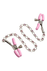 Cal Exotics - Nipple Play - Crystal Chain Nipple Clamps - Pink BDSM - Tophatter Daily Deals