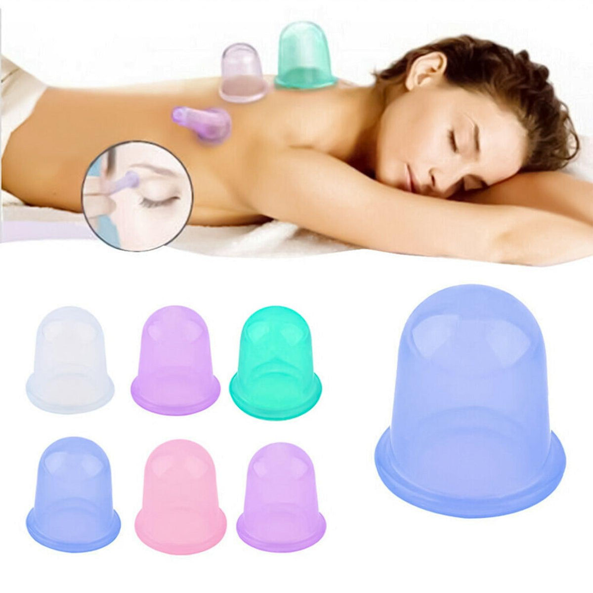 Silicone Cups for Massage - 1PC Vacuum Cupping Therapy Anti Cellulite Massage Cups Personal Care - Tophatter Daily Deals
