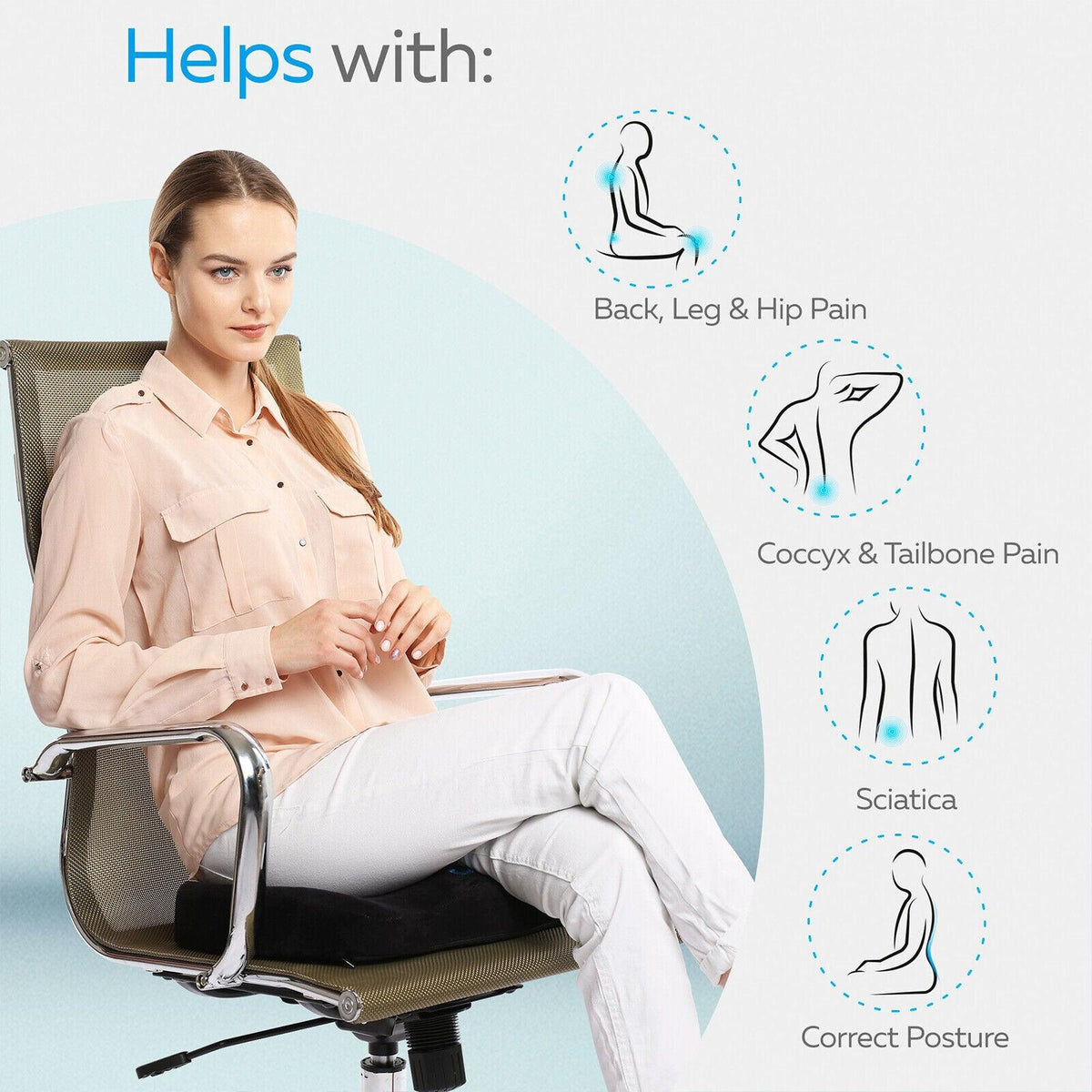 Comfort Chair Cushions - Seat Pillow Back Pain Relief Memory Foam Office Chair Chair & Sofa Cushions - Tophatter Daily Deals