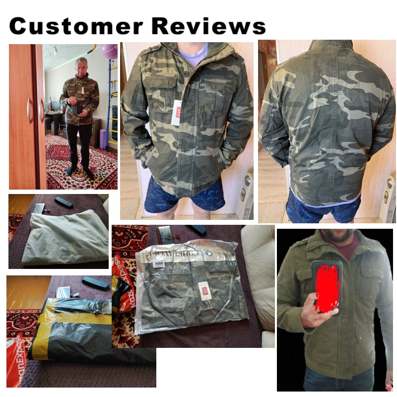 Military Denim Jacket Men Retro Camo Multi-pockets Men's Clothing - Tophatter Daily Deals