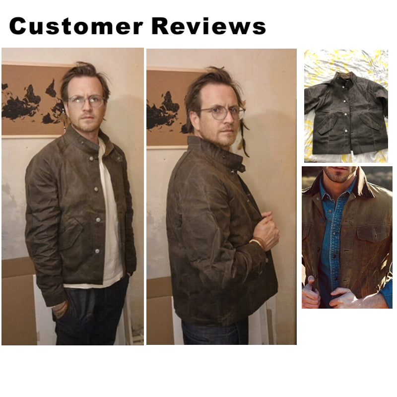 Retro Cotton Stand Collar Oil Waxed Jacket Men Jackets - Tophatter Daily Deals
