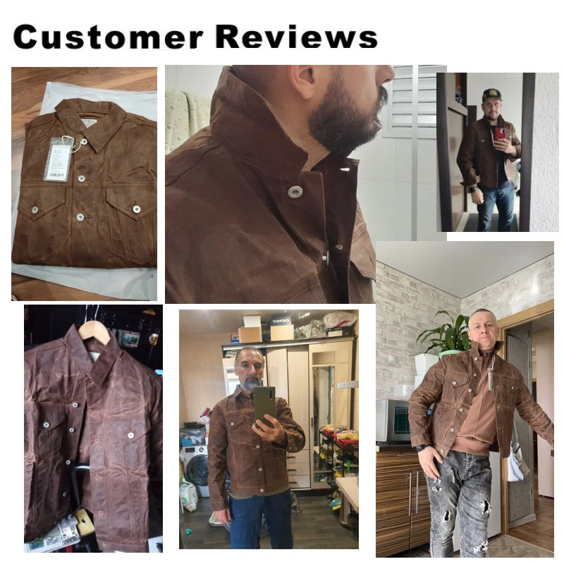 Retro Male Oil Waxed Canvas Coats Cotton Jacket Men Jackets - Tophatter Daily Deals