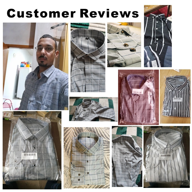 Slim Fit Plaid Shirt Casual Business Long Sleeve Men's Shirts - Tophatter Daily Deals