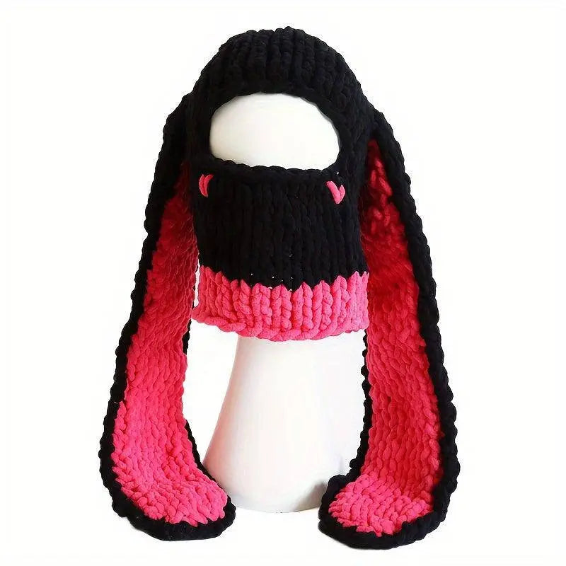 Cute Bunny Ears Knit Hats Thick Coldproof Ski Mask Hip Hop Y2K Balaclava Windproof Cartoon Rabbit Skull Cap Beanies For Women daily use Autumn & Winter - Tophatter Daily Deals