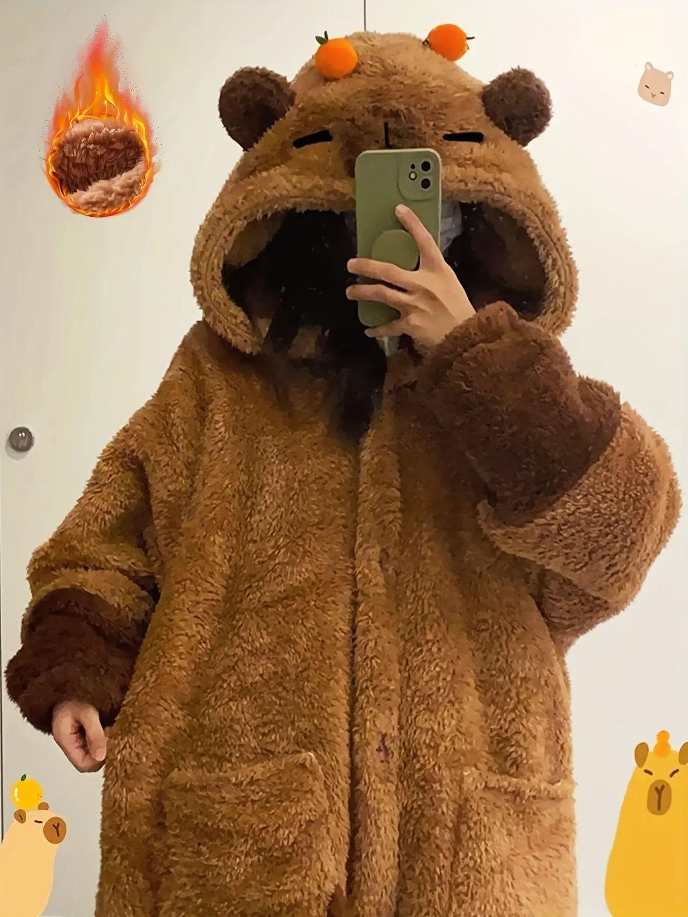 Cute Capybara Plush Fleece Nightdress with Hood - Tophatter Daily Deals