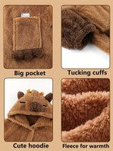 Cute Capybara Plush Fleece Nightdress with Hood - Tophatter Daily Deals