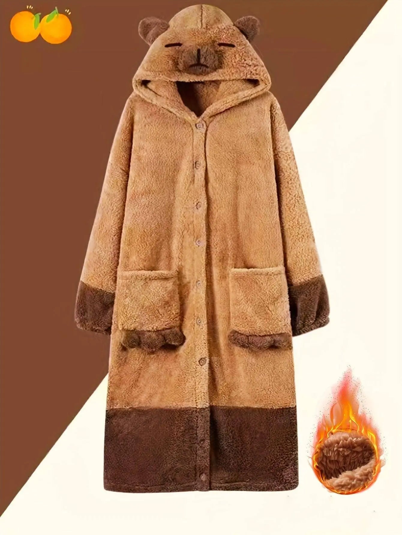 Cute Capybara Plush Fleece Nightdress with Hood - Tophatter Daily Deals