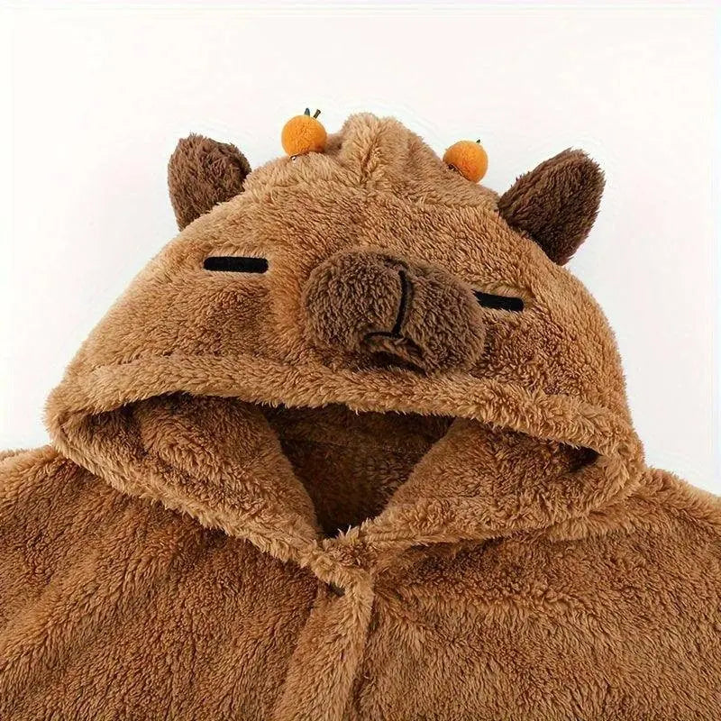 Cute Capybara Plush Fleece Nightdress with Hood - Tophatter Daily Deals