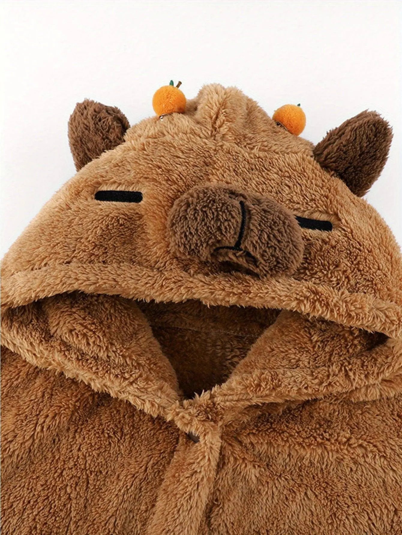 Cute Capybara Plush Fleece Nightdress with Hood - Tophatter Daily Deals