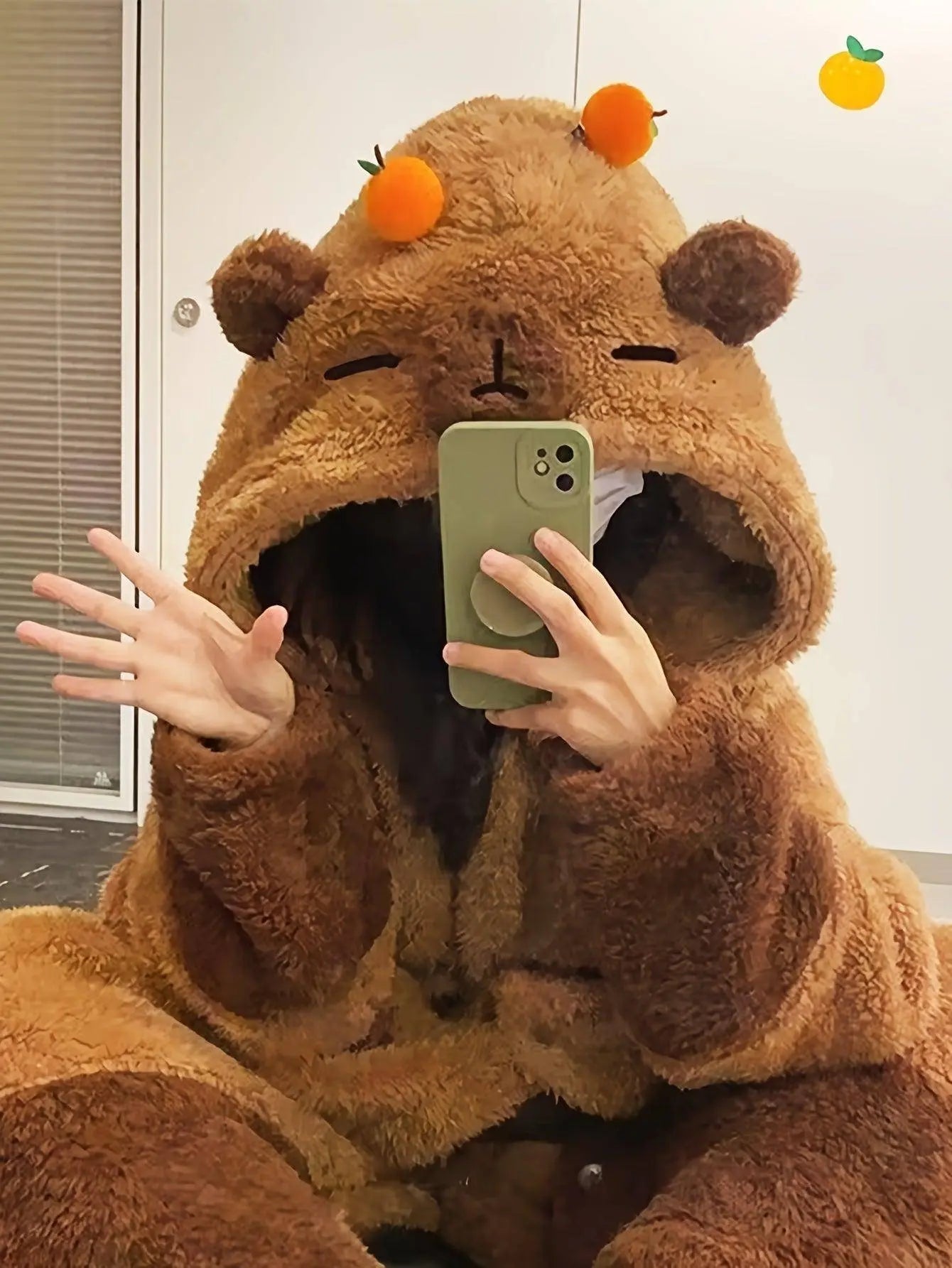 Cute Capybara Plush Fleece Nightdress with Hood - Tophatter Daily Deals