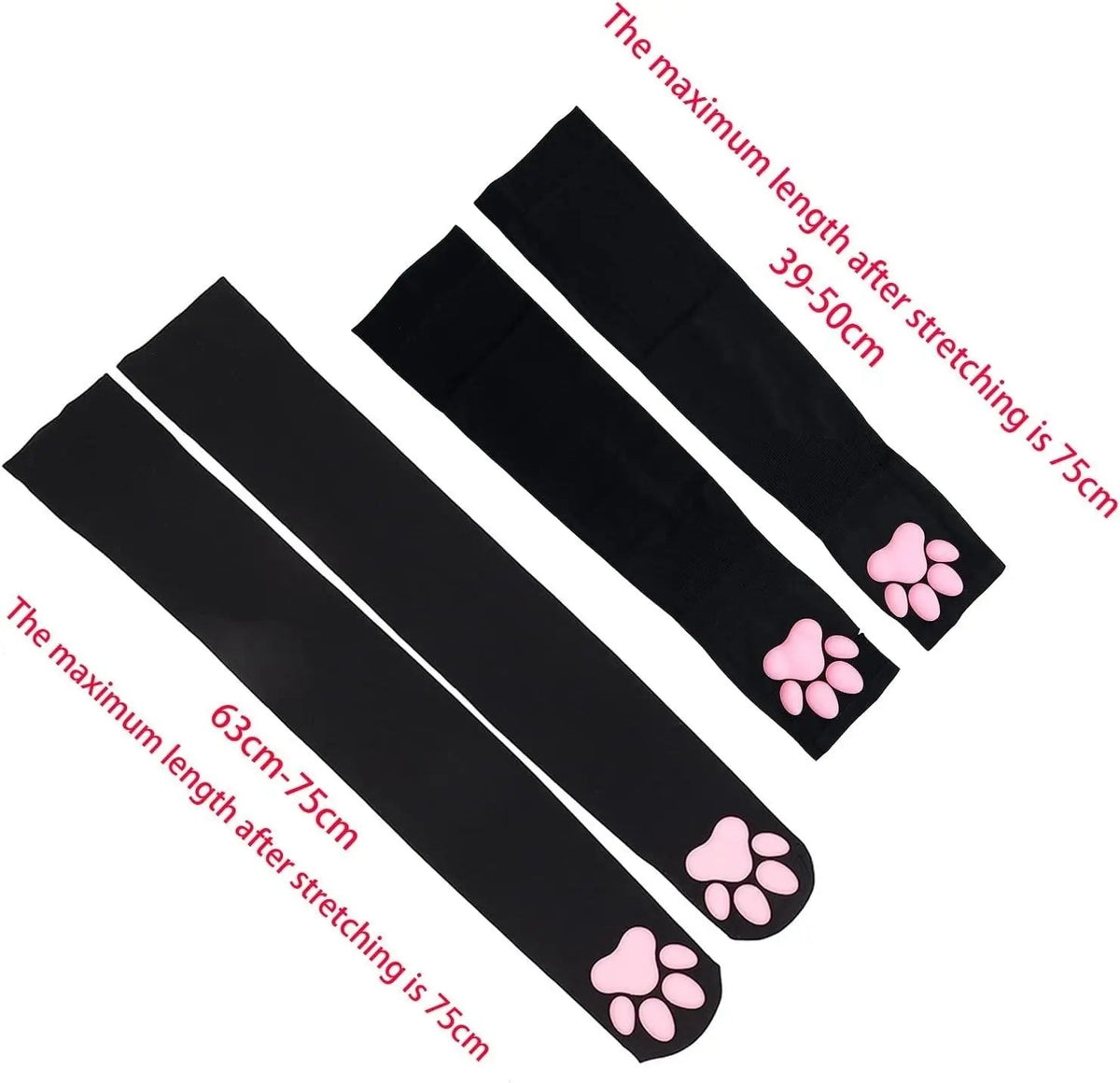 Cute Cat Paw Thigh-High Cosplay Socks with Pink 3D Kitten Claw Fingerless Gloves for Girls and Women. - Tophatter Daily Deals