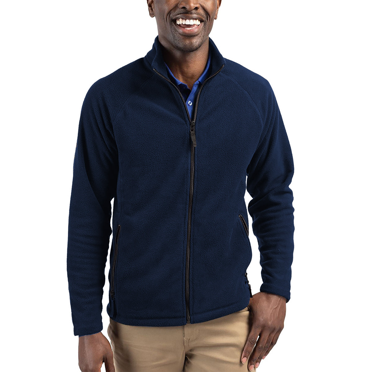 Cutter & Buck Clique Summit Performance Fleece Full Zip Men's Jacket Navy Jackets - Tophatter Daily Deals