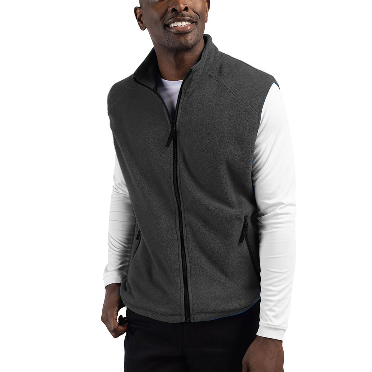 Cutter & Buck Clique Summit Performance Fleece Full Zip Men's Vest Charcoal Vests - Tophatter Daily Deals