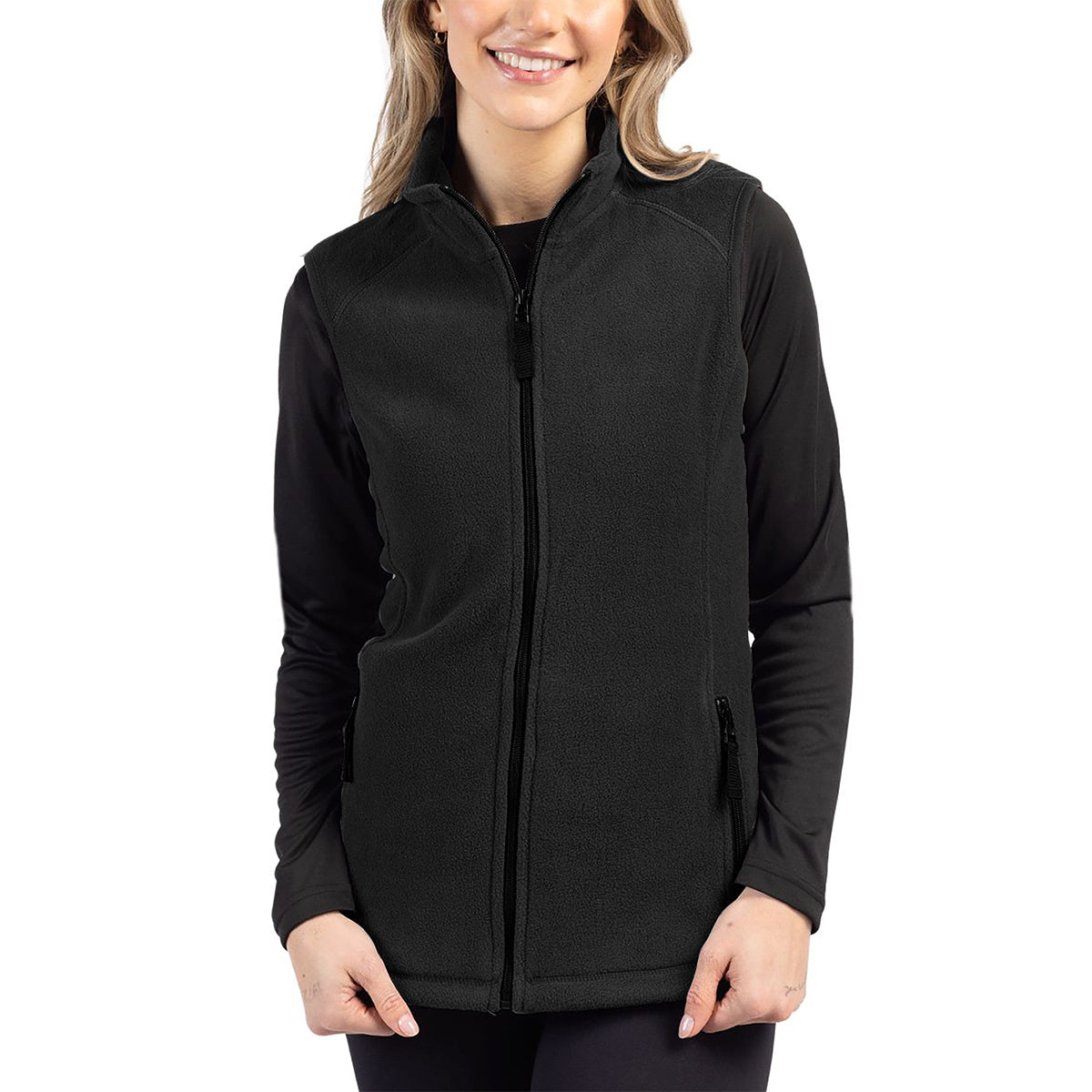 Cutter & Buck Clique Summit Performance Fleece Full Zip Women's Vest Black Vests - Tophatter Daily Deals