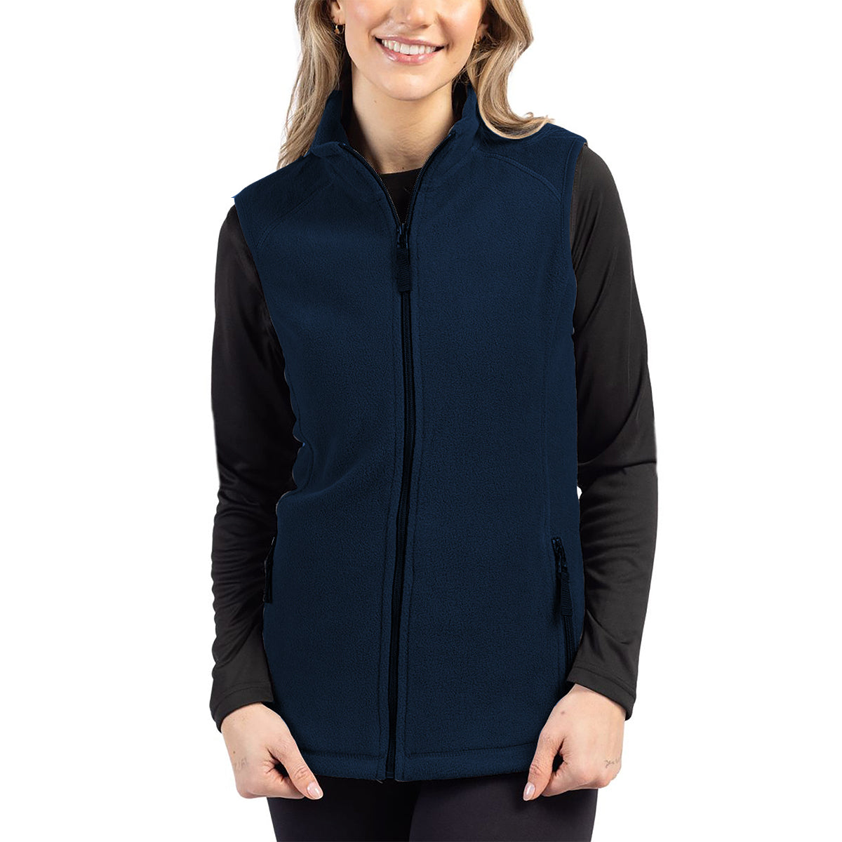 Cutter & Buck Clique Summit Performance Fleece Full Zip Women's Vest Navy Vests - Tophatter Daily Deals