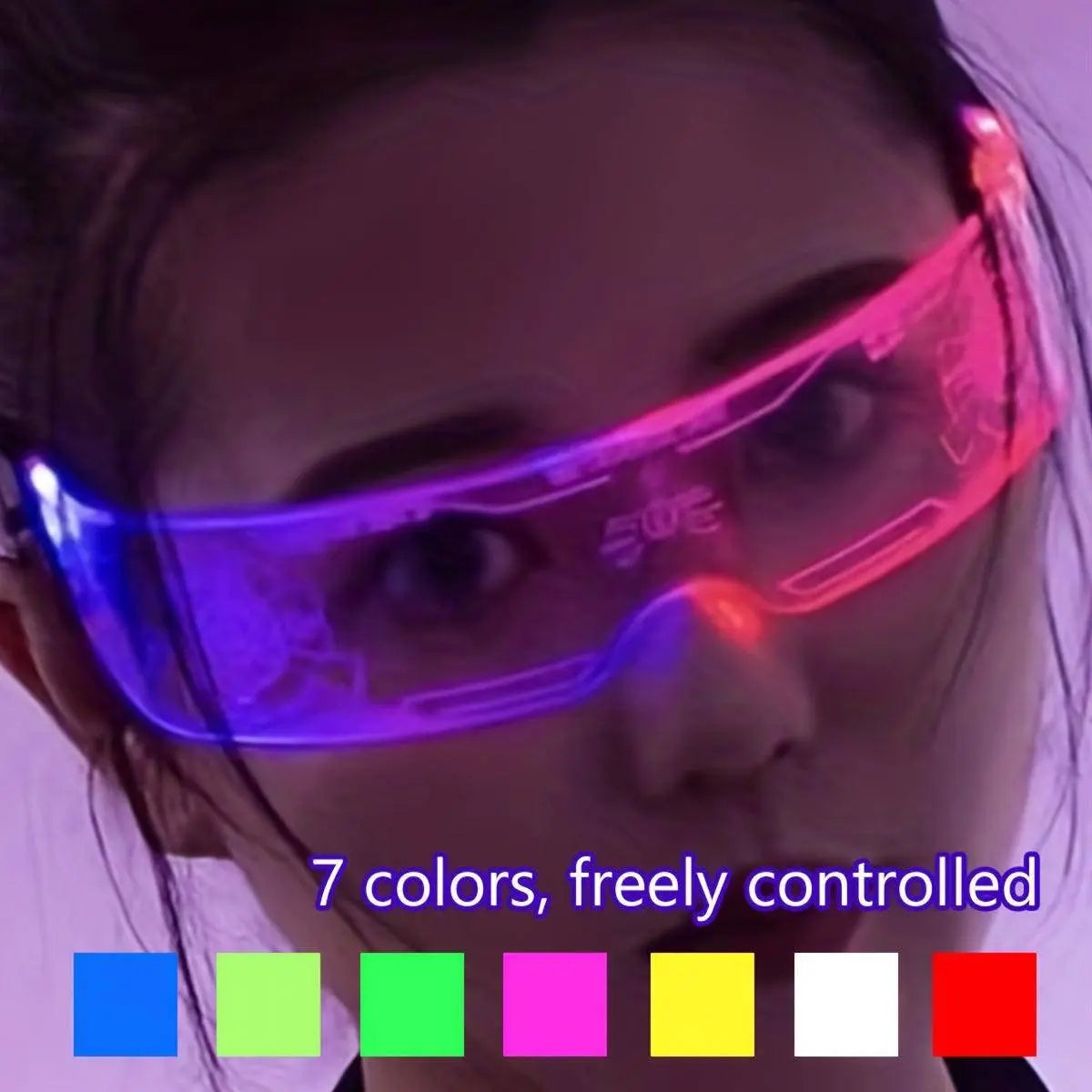 Cyberpunk LED Geometric Glasses with Button Battery Power, Sports Style Photochromatic Lens, Plastic Frame, Hiking Suitable, Fantasy Themed Holiday Decoration Eyewear with Battery Included - Tophatter Daily Deals