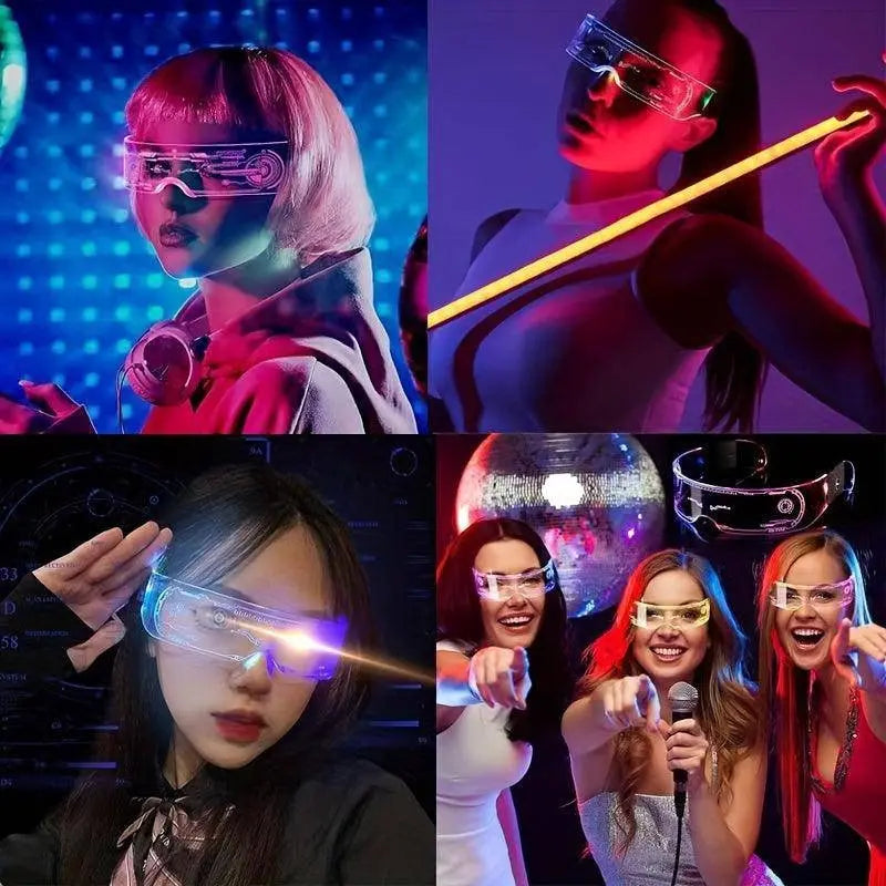Cyberpunk LED Geometric Glasses with Button Battery Power, Sports Style Photochromatic Lens, Plastic Frame, Hiking Suitable, Fantasy Themed Holiday Decoration Eyewear with Battery Included - Tophatter Daily Deals