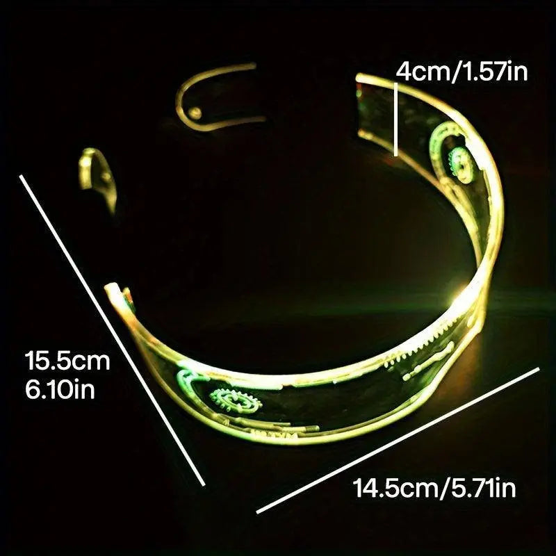 Cyberpunk LED Geometric Glasses with Button Battery Power, Sports Style Photochromatic Lens, Plastic Frame, Hiking Suitable, Fantasy Themed Holiday Decoration Eyewear with Battery Included - Tophatter Daily Deals