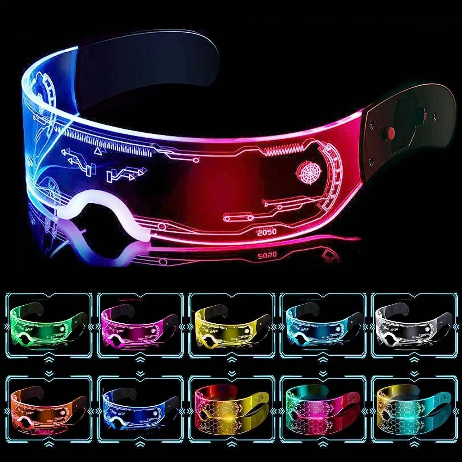 Cyberpunk LED Glasses Party Glow Visor LED Glasses - Tophatter Daily Deals