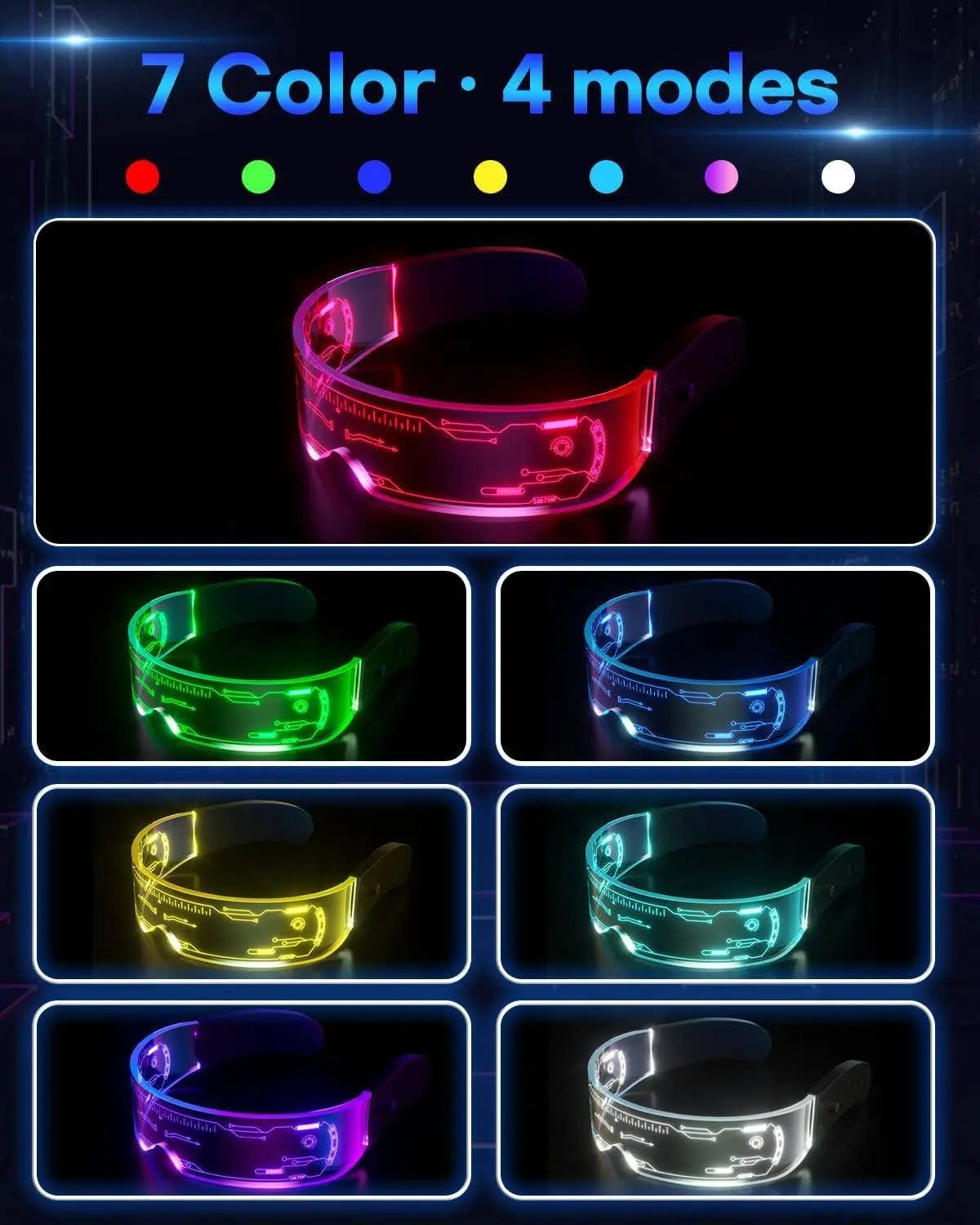Cyberpunk LED Glasses Party Glow Visor LED Glasses - Tophatter Daily Deals