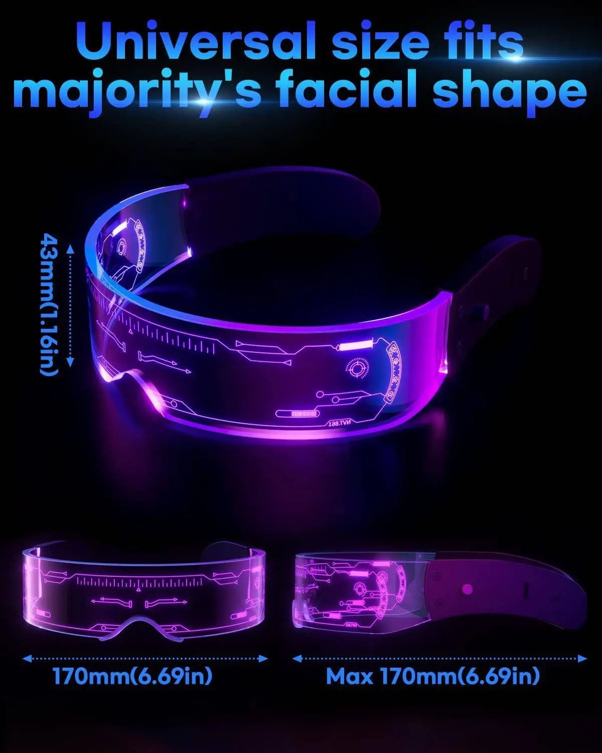 Cyberpunk LED Glasses Party Glow Visor LED Glasses - Tophatter Daily Deals