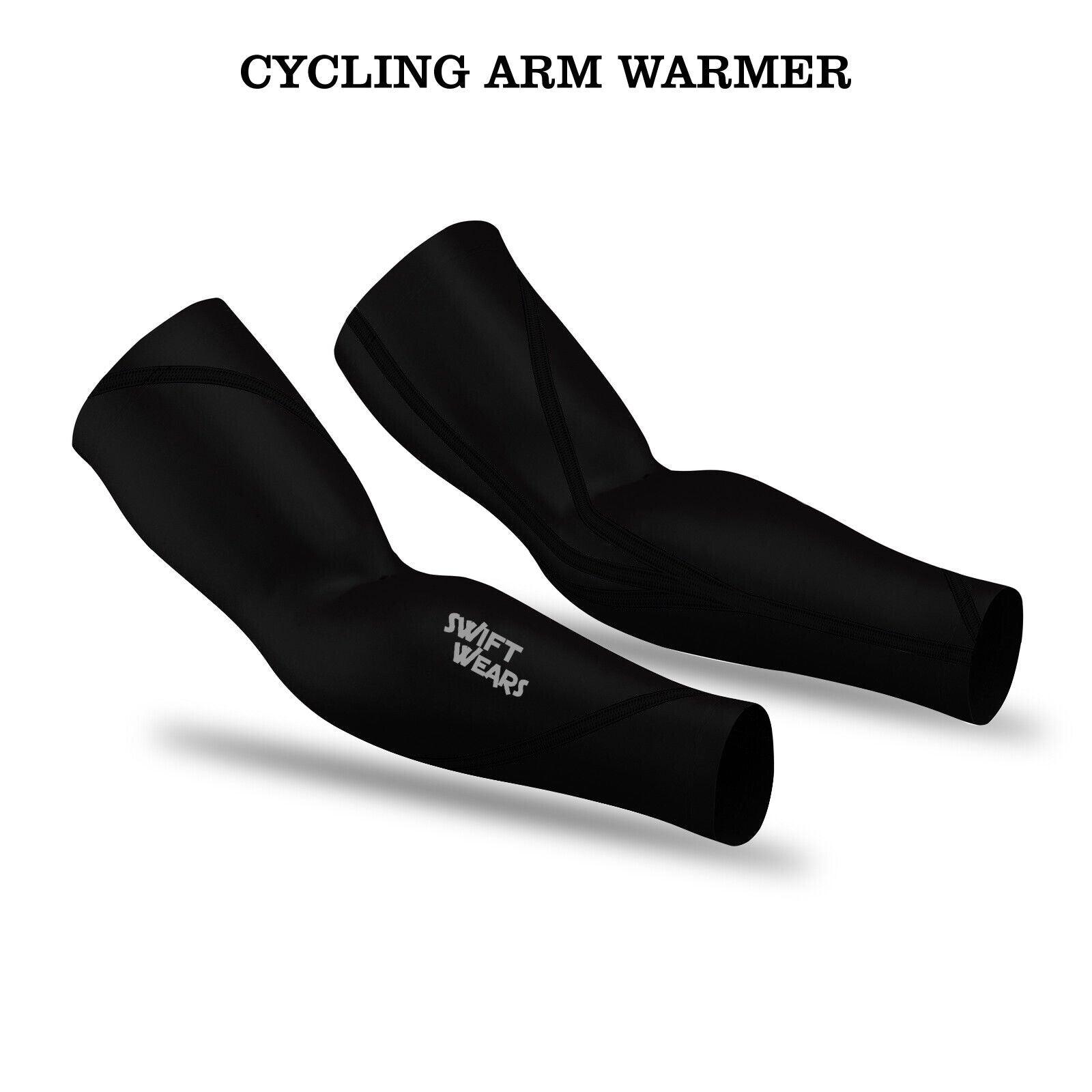 Cycling Arm Warmers UK - Cycle Running Roubaix Winter Thermal Elbow Warmer Arm Sleeves for Cycling Black Cycling - Tophatter Daily Deals