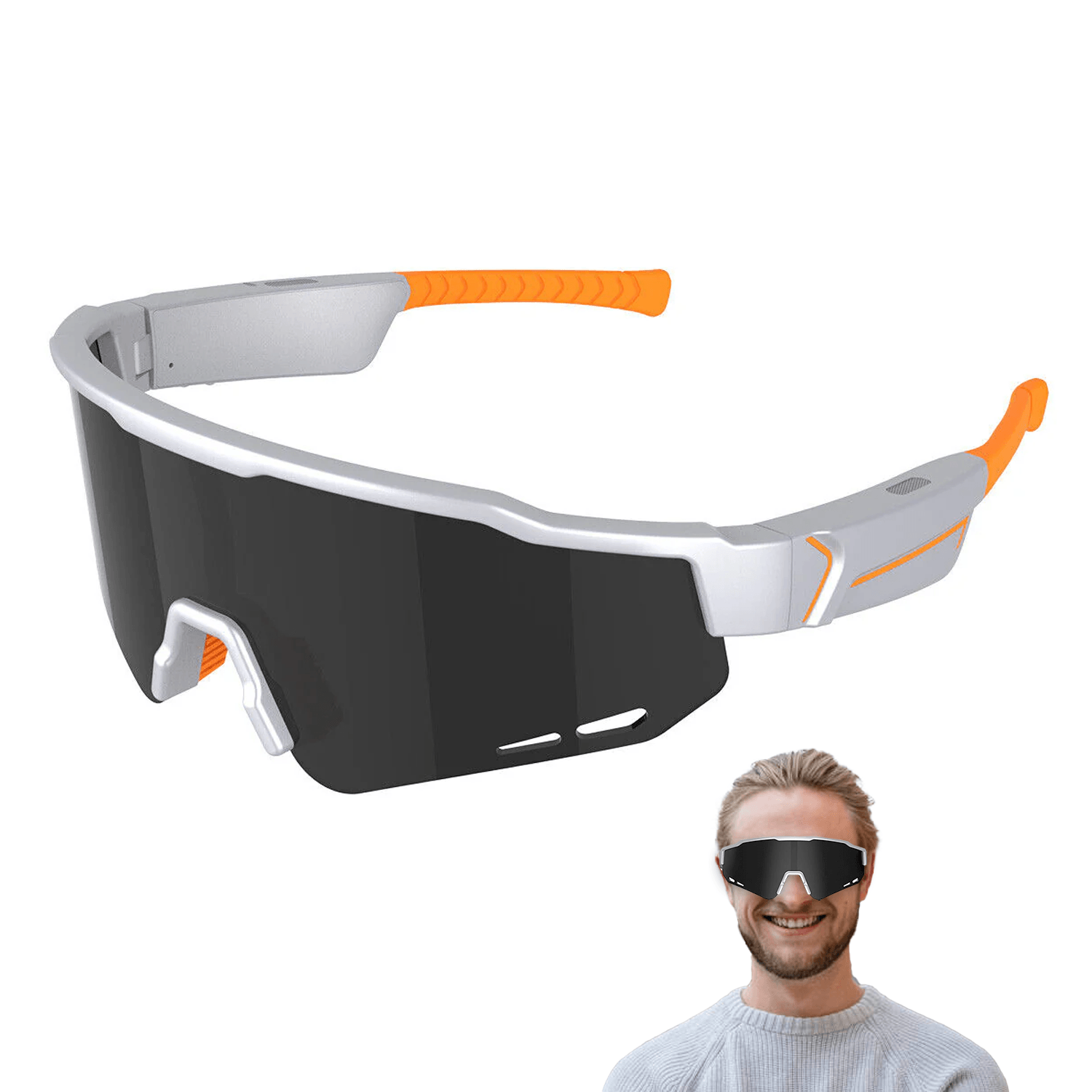 Smart Cycling Glasses - Bluetooth Headset With Sunglass, Cycling Bicycle Smart Glasses Bluetooth Audio Sunglasses / Open Ear Headphones Cycling - Tophatter Daily Deals