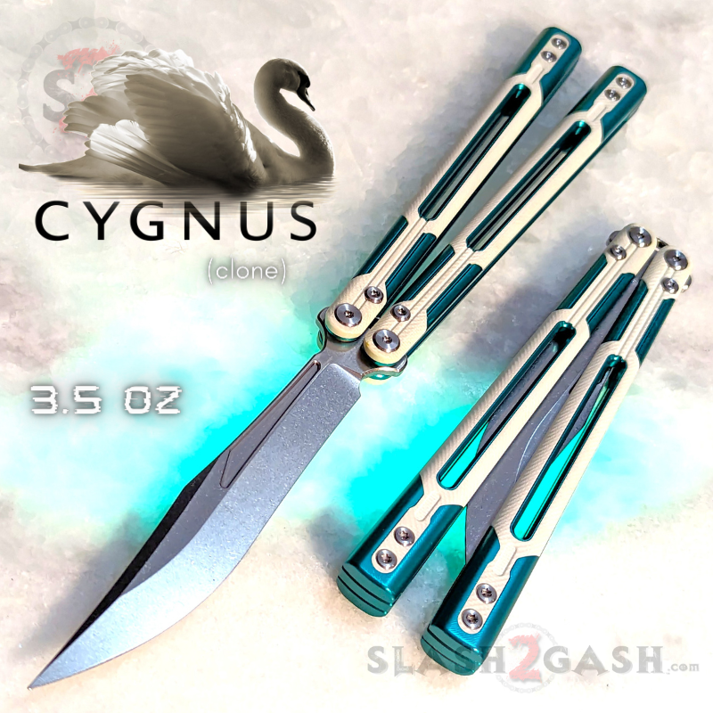 TIANQI Cygnus clone Balisong Butterfly Knife - Aluminum w/ G10 Green w White (trainer) Knife-Balisong - Tophatter Daily Deals