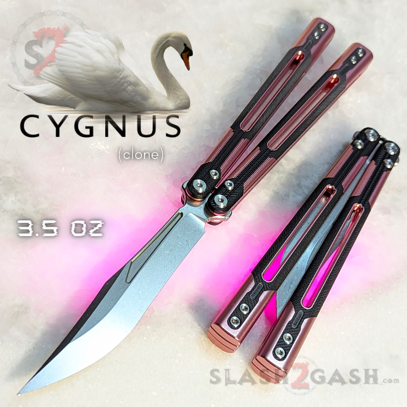TIANQI Cygnus clone Balisong Butterfly Knife - Aluminum w/ G10 Pink w Black (trainer) Knife-Balisong - Tophatter Daily Deals