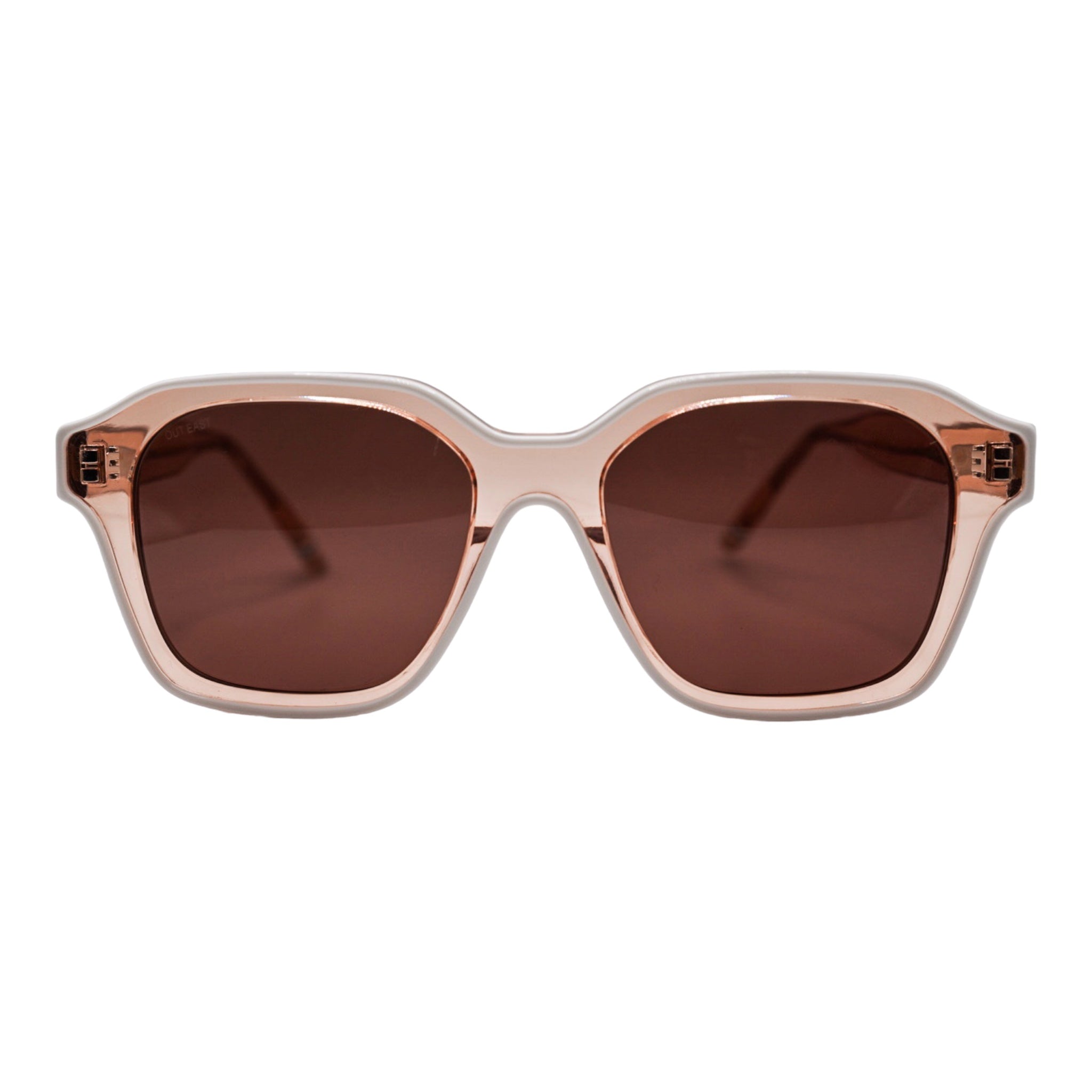 Out East Eyewear Madison Sunglasses Translucent Pink Dark Pink Lens Sunglasses - Tophatter Daily Deals