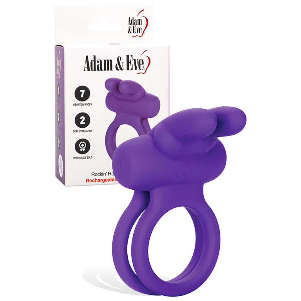 Adam & Eve Rockin' Rabbit – USB Rechargeable Silicone Cock and Balls Ring > Sex Toys > Couples Toys - Tophatter Daily Deals