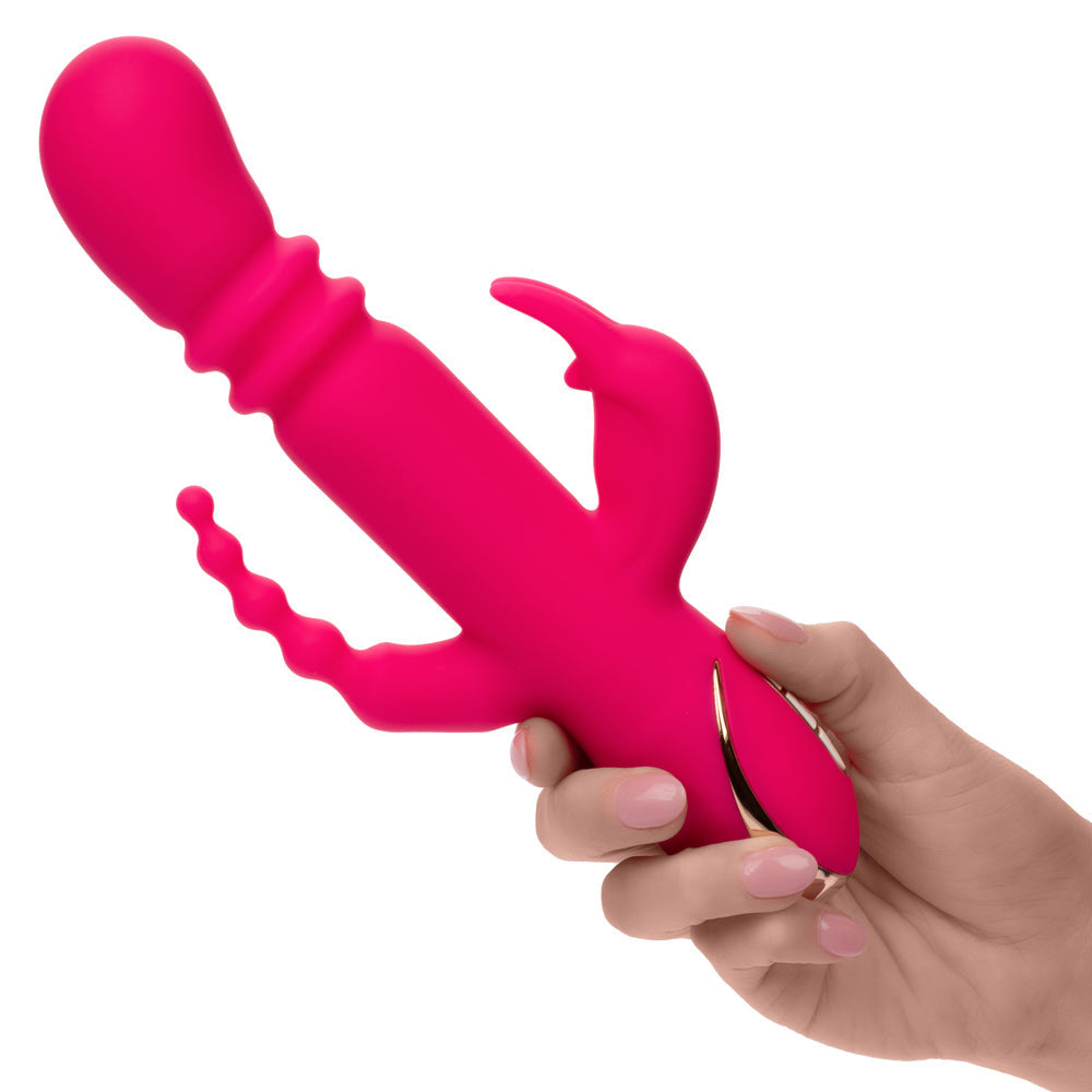 Jack Rabbit Signature Heated Silicone Triple Fantasy Rabbit Vibrator Pink > Vibrators > Ladies > Rabbit Multi - Tophatter Daily Deals