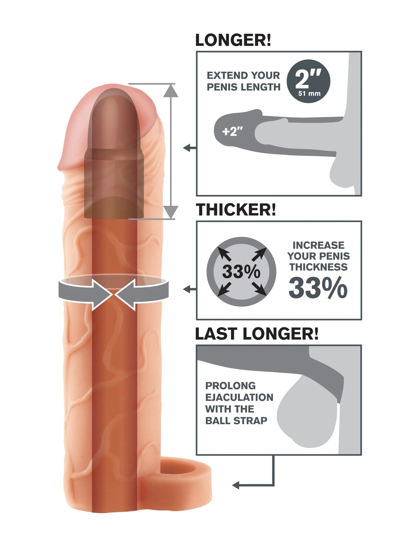 Fantasy X-Tension Perfect 2 Inch Extension with Ball Strap – Shaft Extension > Sex Toys For Men > Penis Sleeves - Tophatter Daily Deals