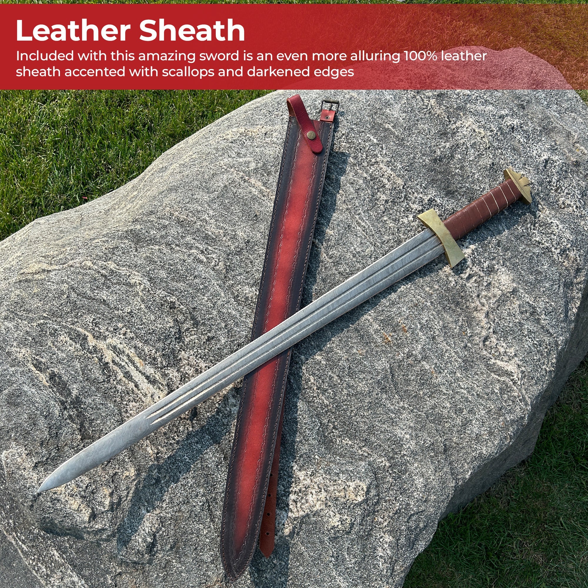 Damascus Viking Warrior Sword Swords - Tophatter Daily Deals